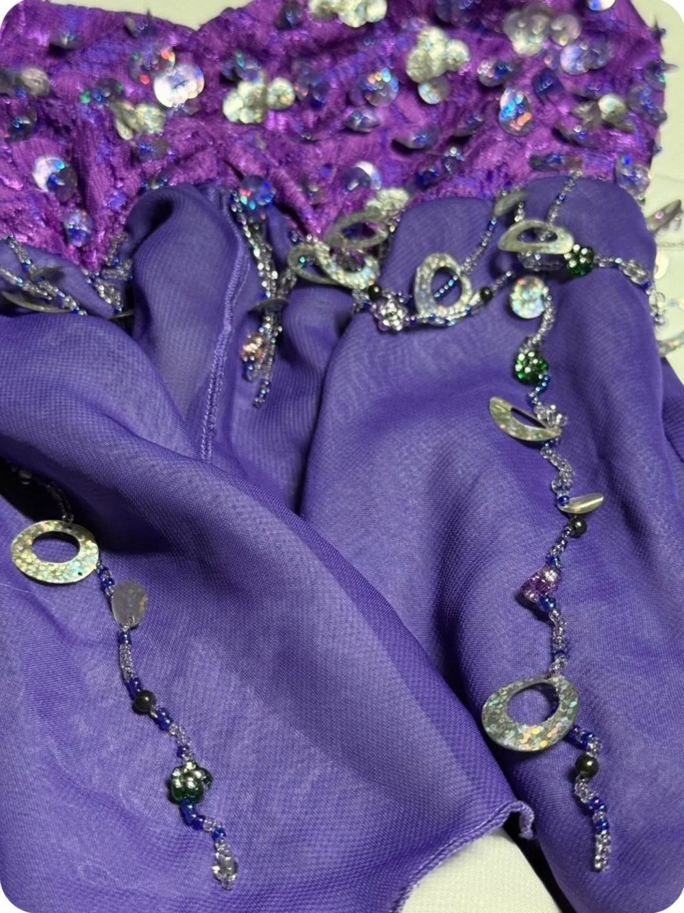 VTG Glamour Costumes Purple Fairy Dress Beaded Sequin Layered Dance Pageant Y2K